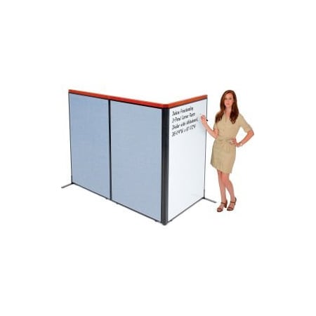 Global Equipment Interion Deluxe Freestanding 3-Panel Corner Room Divider w/Whiteboard 36-1/4"W x 61-1/2"H Blue 695171BL
